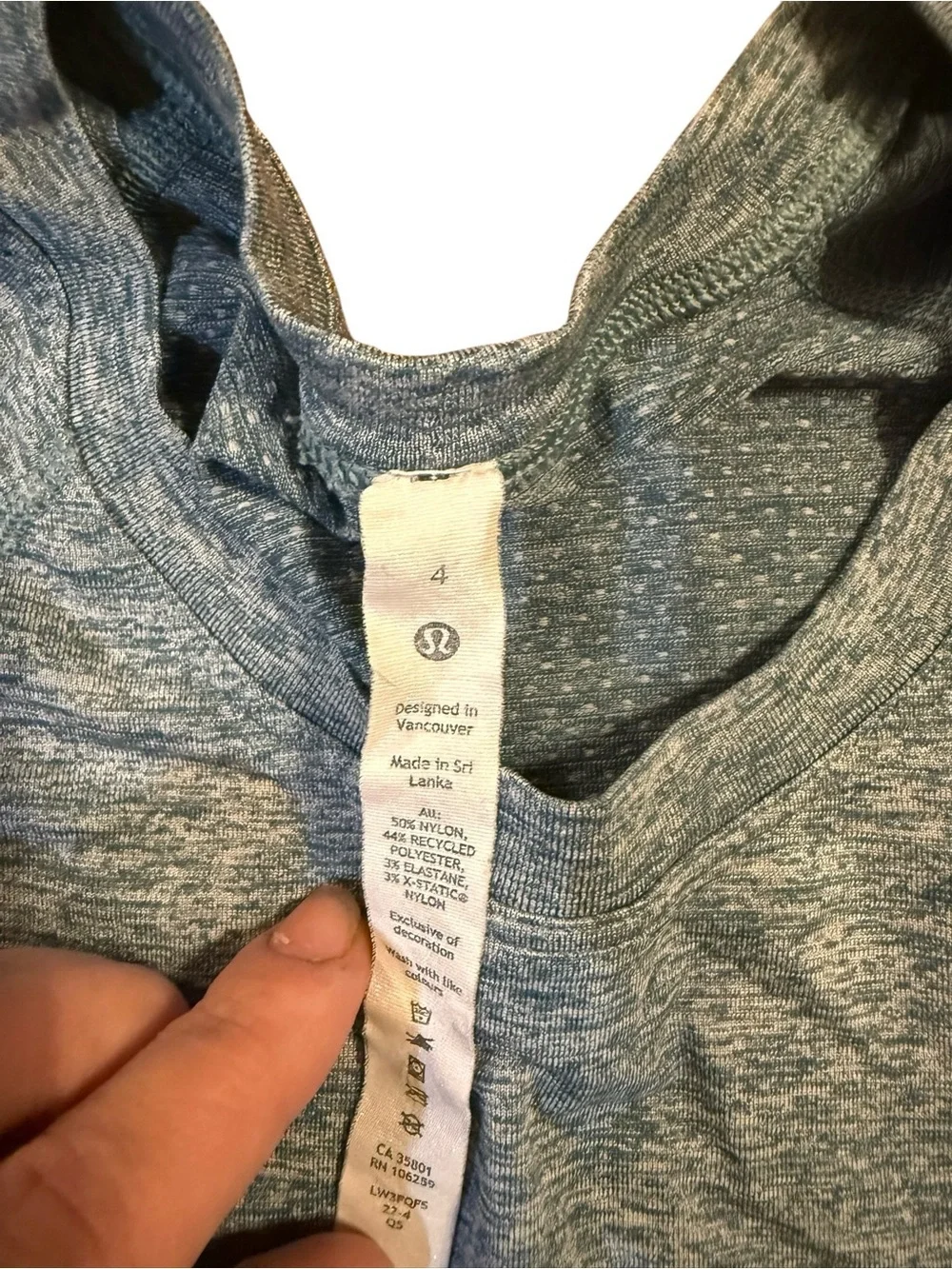Lululemon Long-Sleeve Heather Gray blue Performance Crew Top